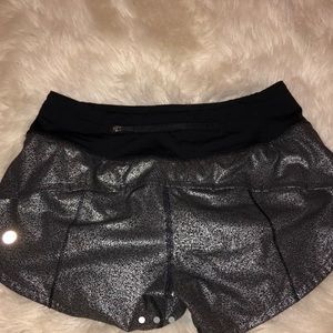 Super rare black lululemon shorts with silver.
